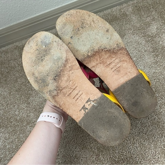 Dolce & Gabbana | Women's Multicolor Patent Leather Gladiator Flats Size 37 - Picture 10 of 11